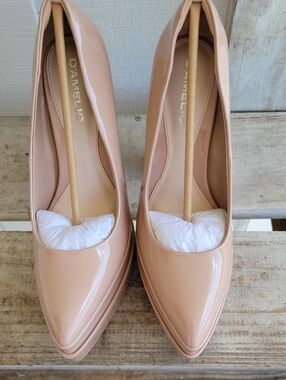 Rocco D'Amelio Blush Tan Patent Pointed-Toe Pumps Platform Shoes